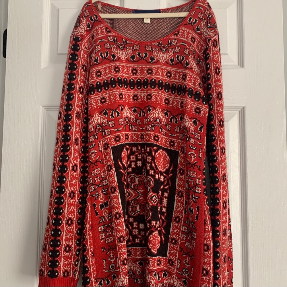 Francesca's Blue Rain Womens Dress Red-Long Sleeve Size M